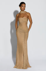 Paula Gold Sparkle Maxi Dress