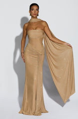 Paula Gold Sparkle Maxi Dress