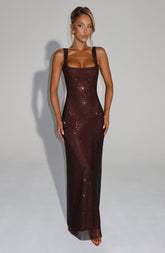 Petra Full-Length Dress - Plum Brown