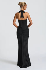 Black Rosetta Maxi Dress