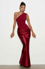 Sadona Maxi Dress - Deep Red Satin Crepe