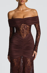 Sauline Plum Brown Maxi Dress