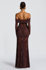 Sauline Plum Brown Maxi Dress