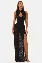 Sedona Black Corset Lace Maxi Dress