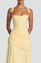 Sura Maxi Dress - Lemon Chiffon Twist Cowl