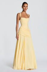 Sura Maxi Dress - Lemon Chiffon Twist Cowl