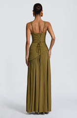 Tullulah Deep Olive Maxi Dress