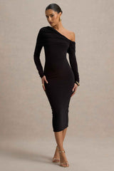 Cleo Midi Dress - Black Mesh Sleeves
