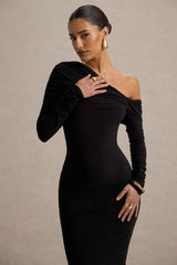 Cleo Midi Dress - Black Mesh Sleeves