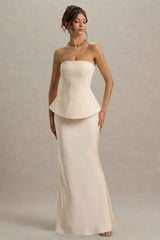 Champagne Strapless Corset Maxi Dress