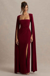 Claretta Maxi Dress - Berry Cape Sleeves