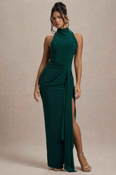 Khari Maxi Dress - Bottle Green Twist Drape