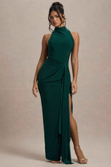 Khari Maxi Dress - Bottle Green Twist Drape