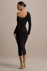 Cleo Midi Dress - Black Mesh Sleeves