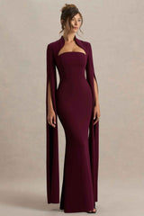 Esme Maxi Dress - Burgundy Cape Sleeves