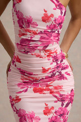 Dalarie Maxi Dress - Pink and Orange Floral Ruched