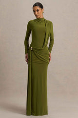 Melissa Maxi Dress - Olive Wrap Draped