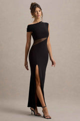 Emily Maxi Dress - Black Asymmetric Mesh