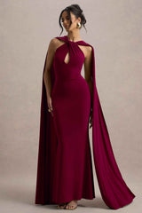 Rhoda Maxi Dress - Burgundy Twist Halter-Neck