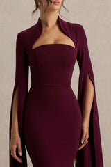Esme Maxi Dress - Burgundy Cape Sleeves