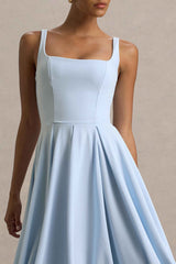 Parina Midi Dress - Powder Blue Pleated Strappy