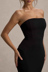 Impress Me Maxi Dress - Black Strapless Fishtail
