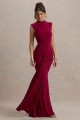 Graziana Maxi Dress - Burgundy Knot Detail