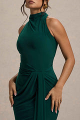Khari Maxi Dress - Bottle Green Twist Drape
