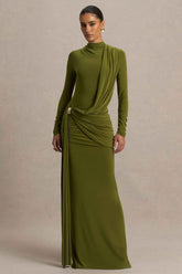 Melissa Maxi Dress - Olive Wrap Draped