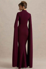 Esme Maxi Dress - Burgundy Cape Sleeves