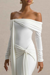 Jovie Maxi Dress - White Bardot Wrap