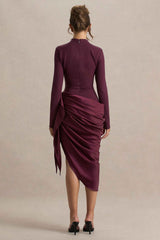 Raffie Midi Dress - Plum Satin Wrap