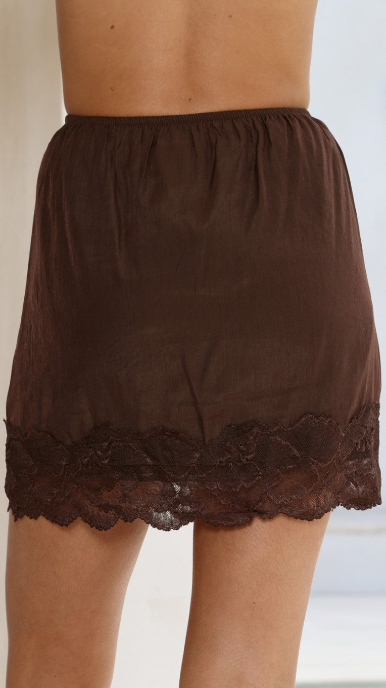 Davonne Chocolate Lace Mini Skirt