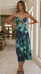 FITTED FLORAL MIDI PARTY COCKTAIL DRESS