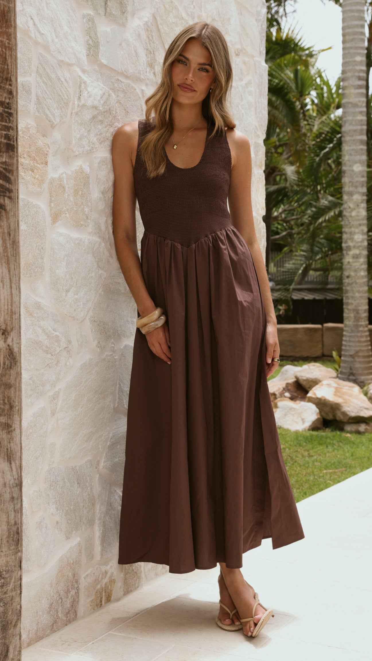 SLEEVELESS FITTED MAXI EVENING CASUAL DRESS