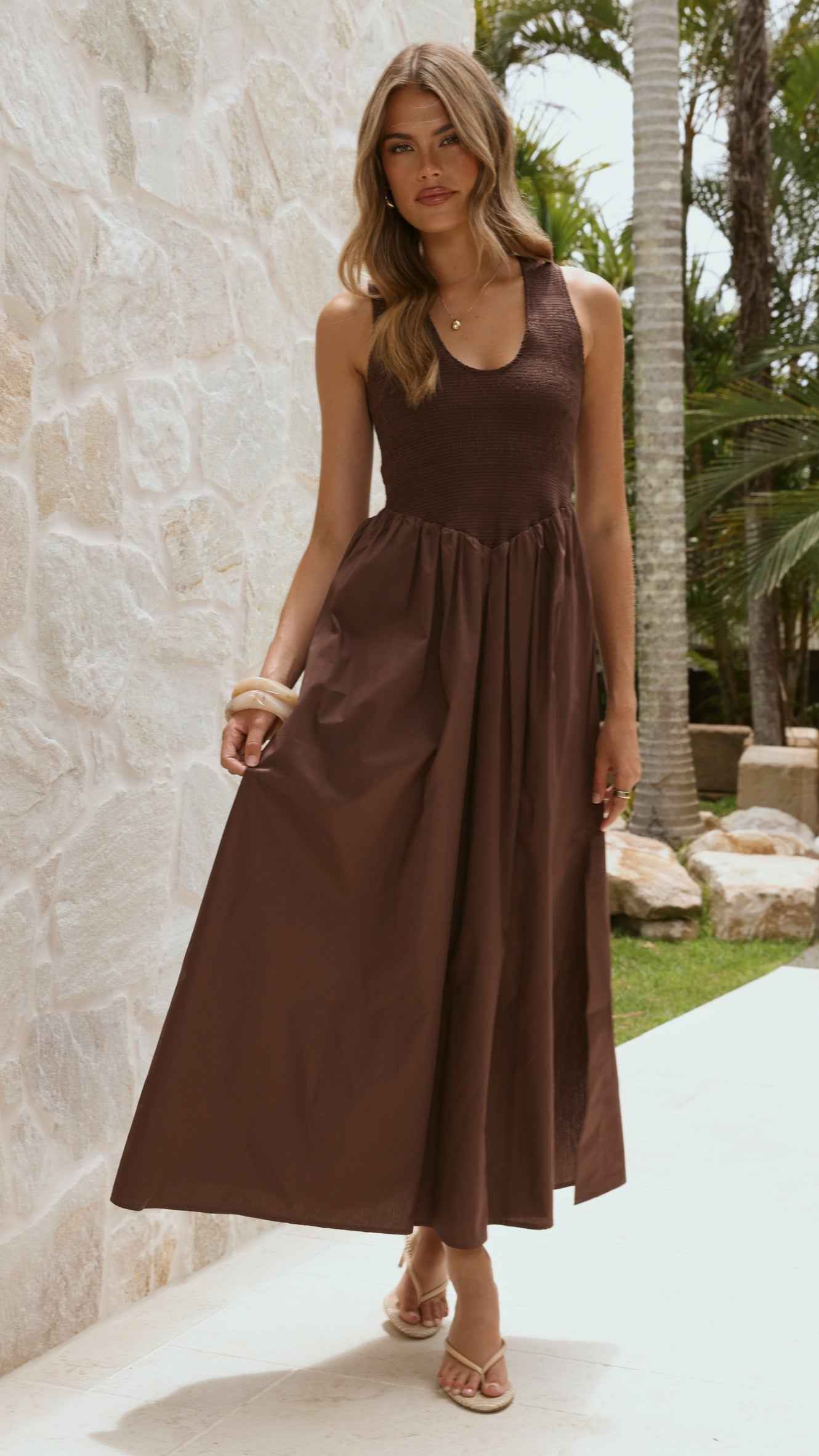 SLEEVELESS FITTED MAXI EVENING CASUAL DRESS