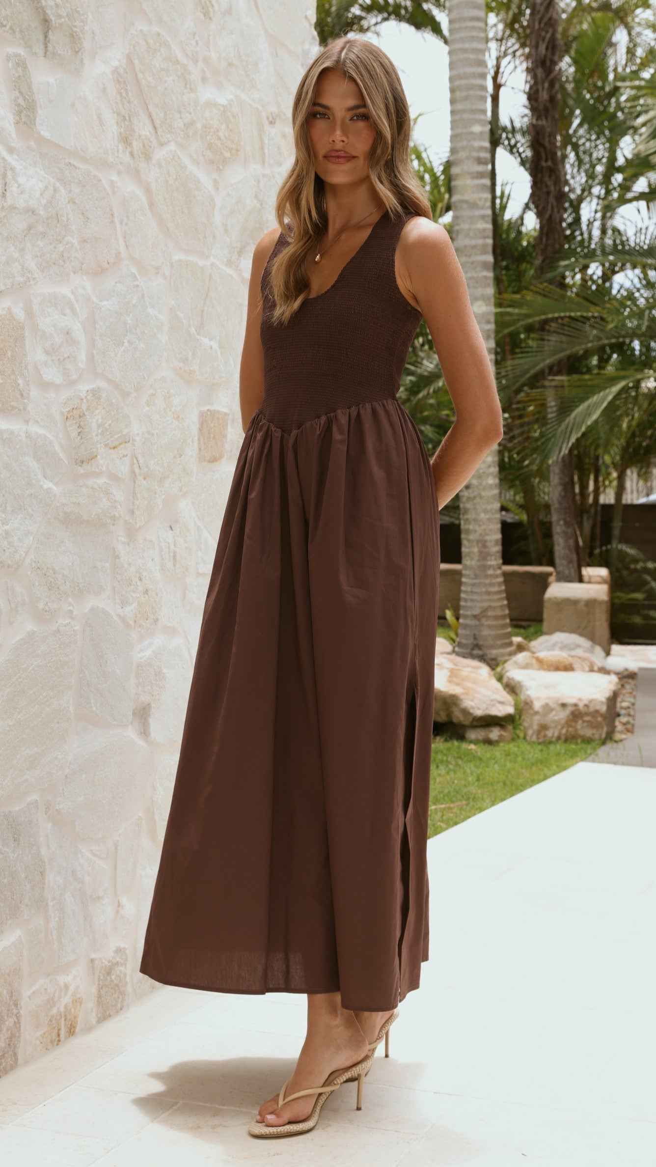SLEEVELESS FITTED MAXI EVENING CASUAL DRESS
