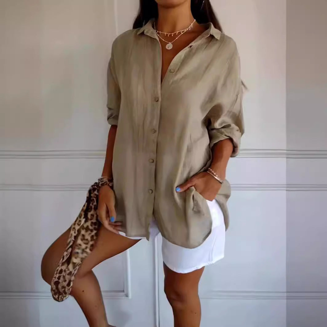 Pleated Elegant Midi Casual Shirt Dress