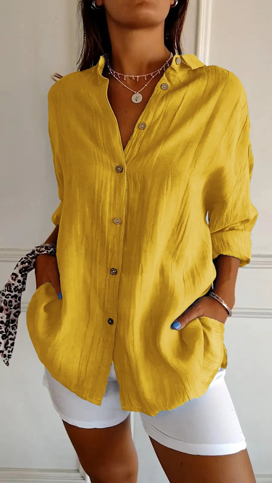 Pleated Elegant Midi Casual Shirt Dress