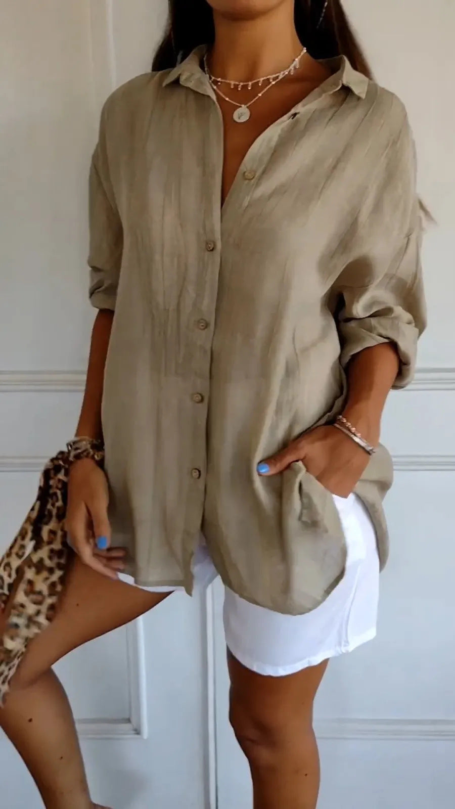 Pleated Elegant Midi Casual Shirt Dress