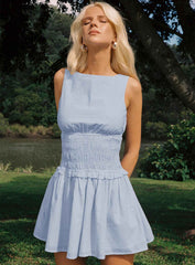 PLEATED STRIPED MINI SUMMER CASUAL DRESS
