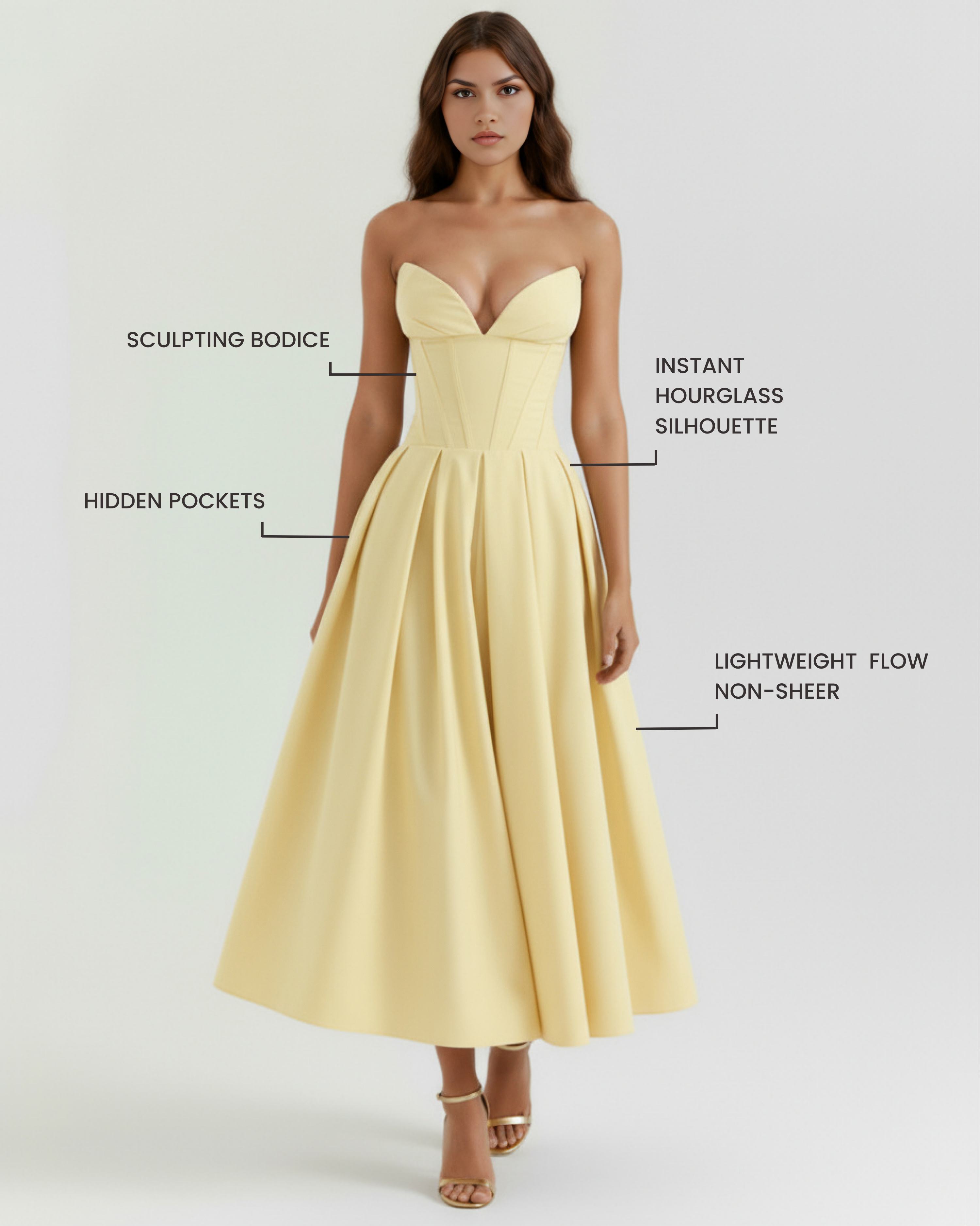 Feminine Sculpted Bodice, Voluminous Skirt, Special Occasions