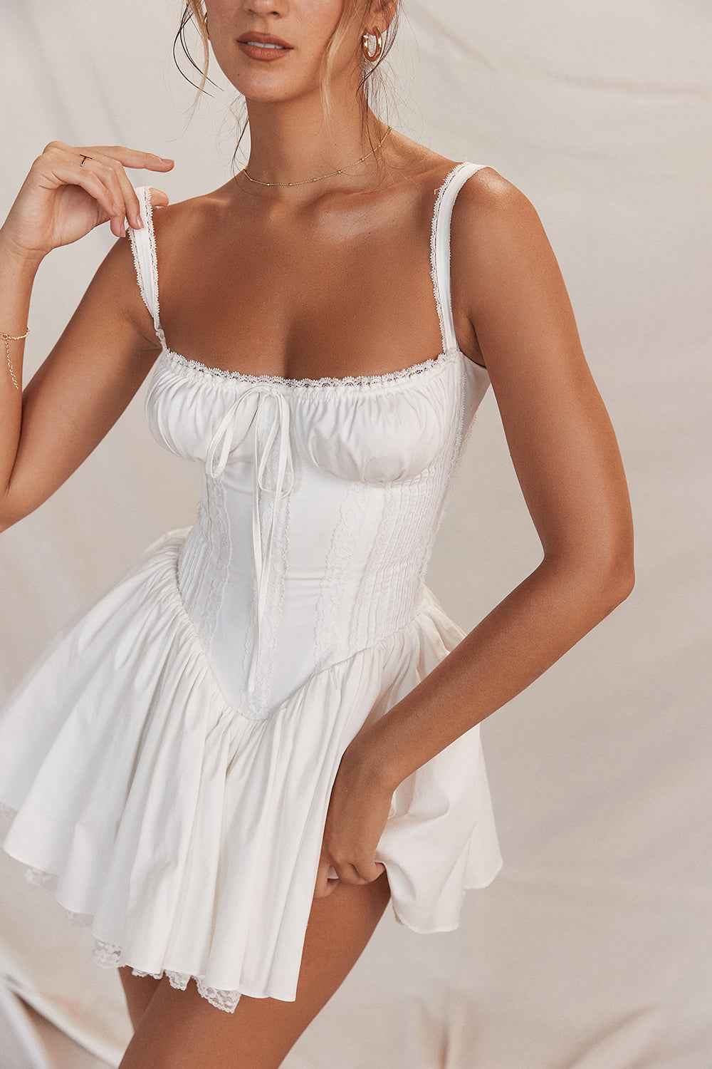 Pietra Mini Dress - White Corset