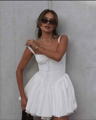 Pietra Mini Dress - White Corset
