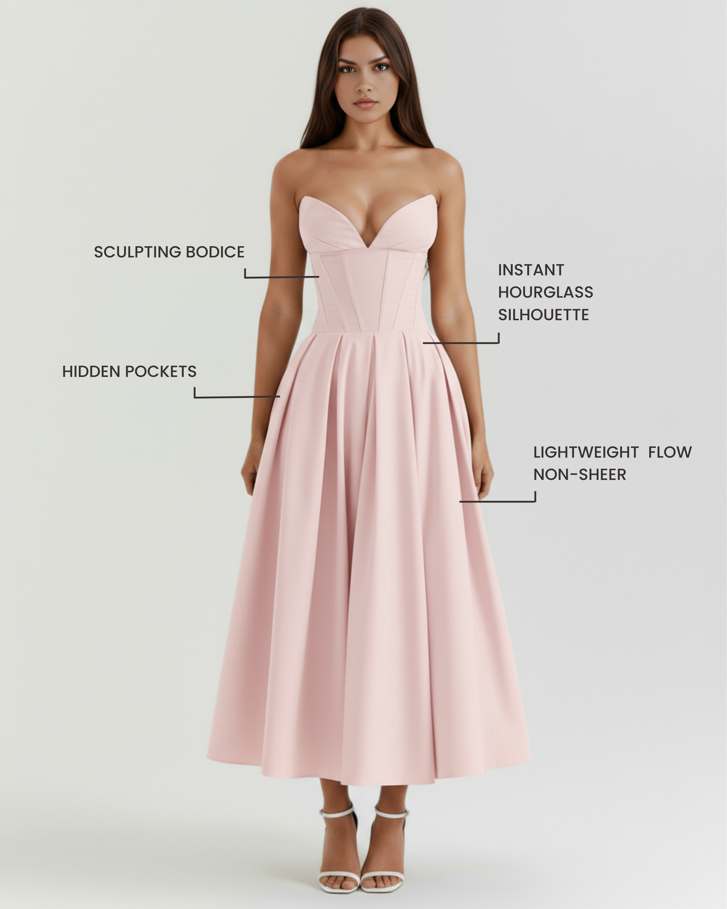 Feminine Chic Sculpted Bodice, Voluminous Skirt, Special Occasions