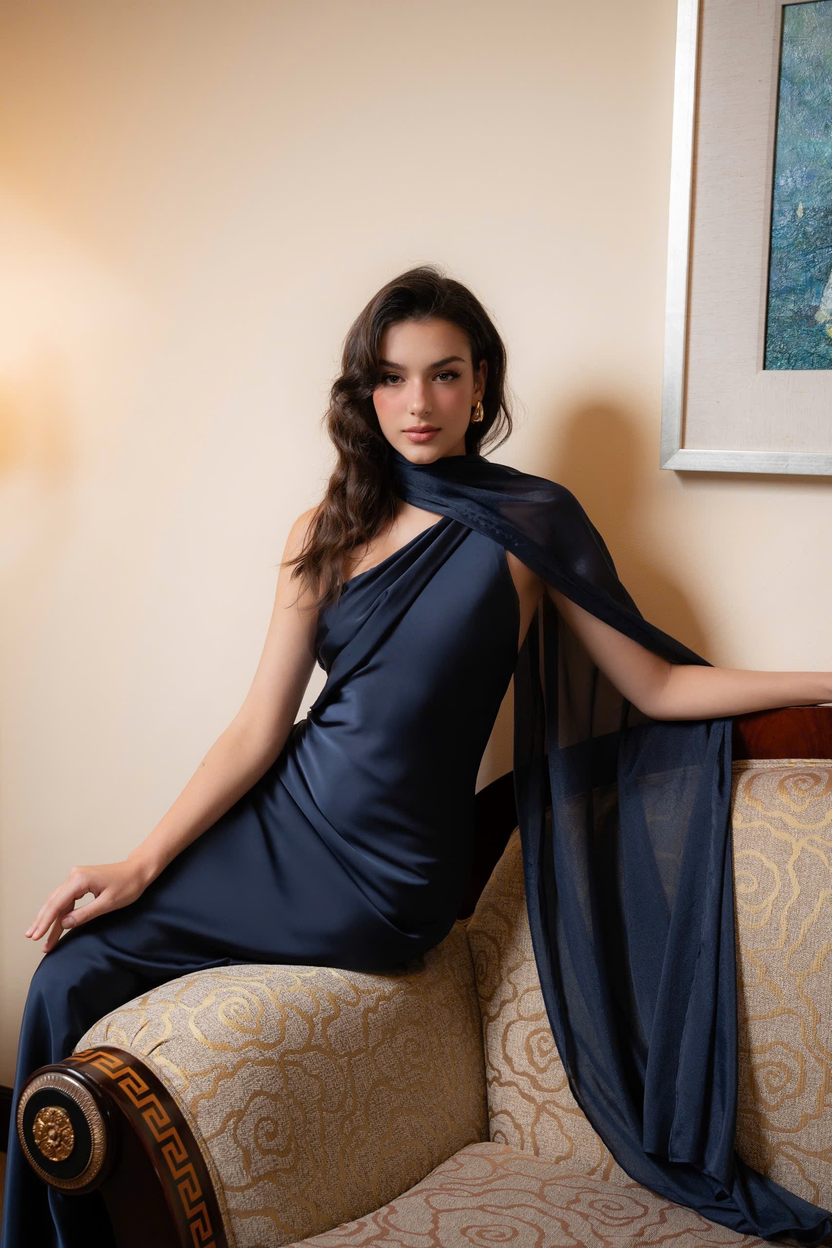 Isis Satin Gown in Maroon