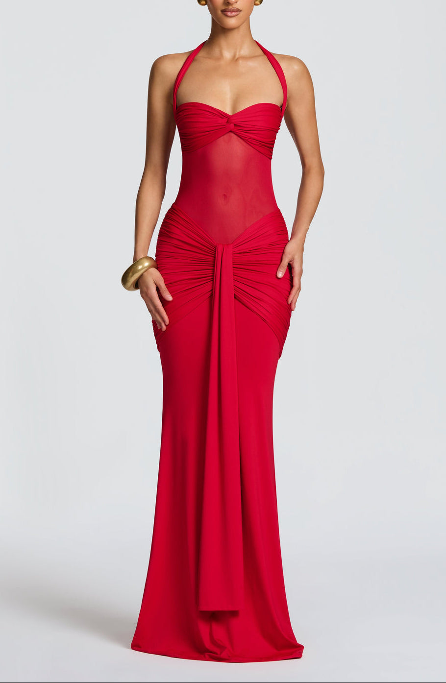 Carla Meshplay Maxi Dress - Cherry Lacquer