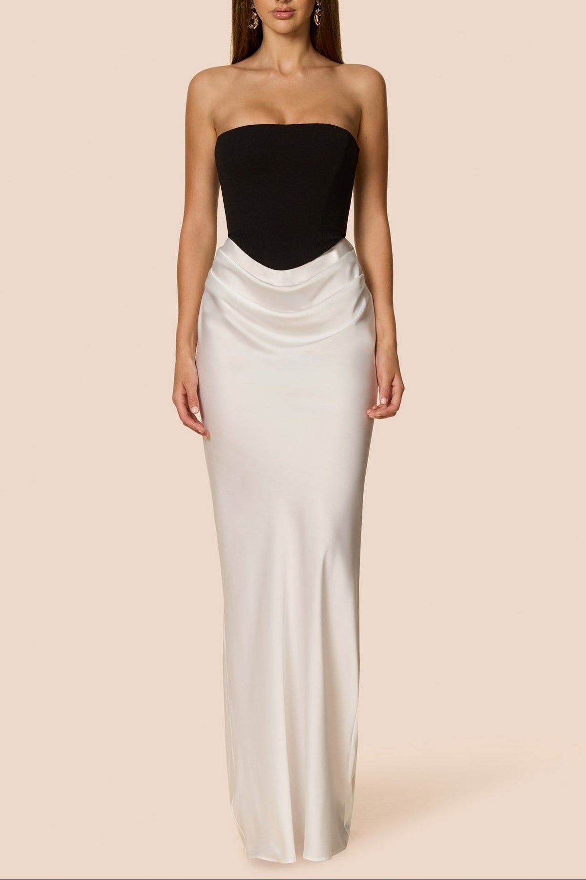 Mary Angela Maxi Gown in Black&White
