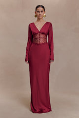 Anamaria Satin and Lace Maxi Dress