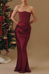 Midnight Siren Corset maxi Dress in Maroon